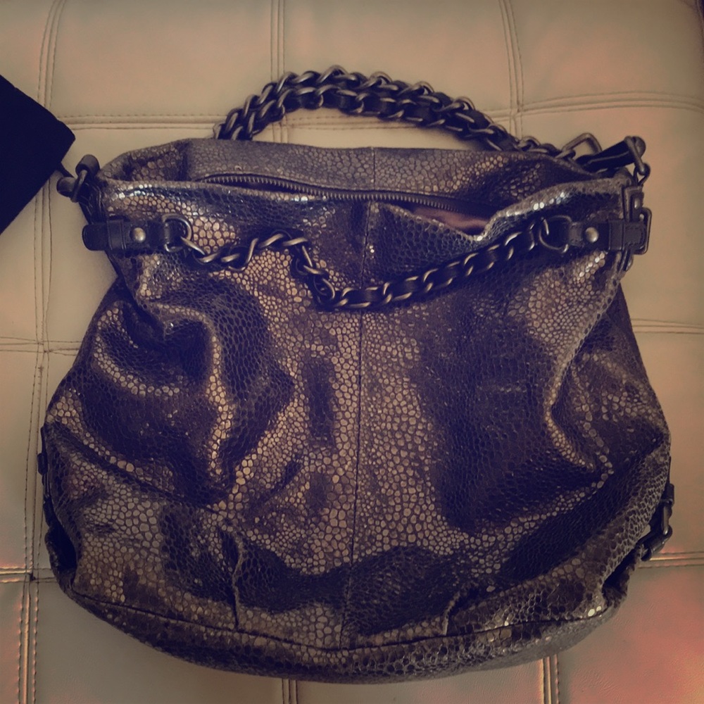 Authentic gun metal grey hobo coach bag